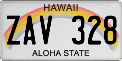 HI license plate ZAV328