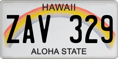 HI license plate ZAV329
