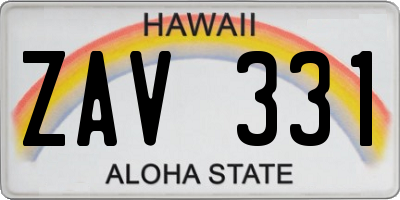 HI license plate ZAV331