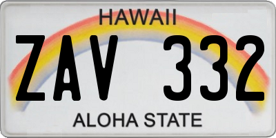HI license plate ZAV332