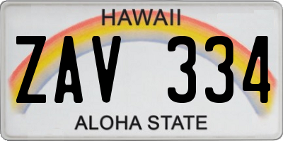 HI license plate ZAV334