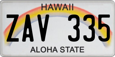 HI license plate ZAV335