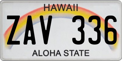 HI license plate ZAV336