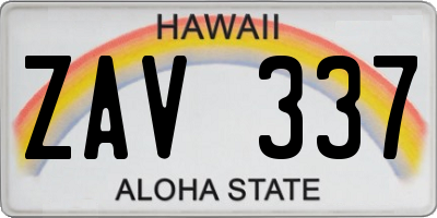 HI license plate ZAV337