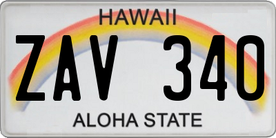 HI license plate ZAV340