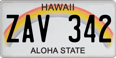 HI license plate ZAV342
