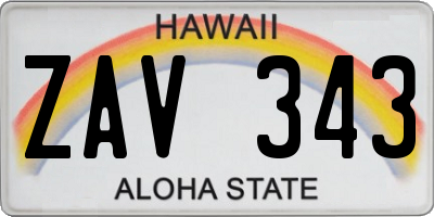 HI license plate ZAV343