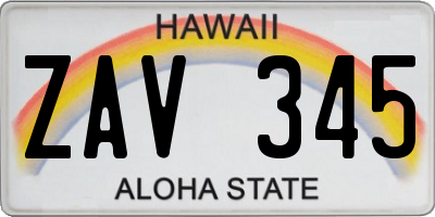 HI license plate ZAV345