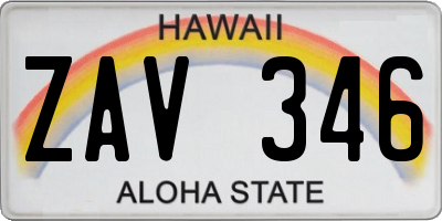 HI license plate ZAV346