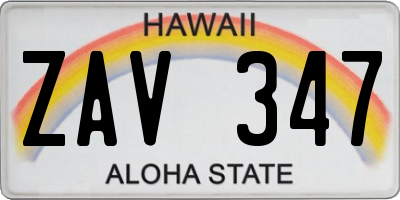 HI license plate ZAV347
