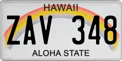 HI license plate ZAV348