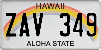 HI license plate ZAV349
