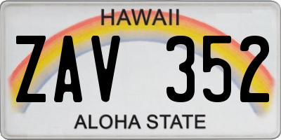 HI license plate ZAV352