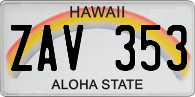 HI license plate ZAV353