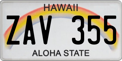HI license plate ZAV355
