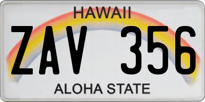 HI license plate ZAV356