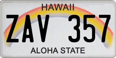 HI license plate ZAV357