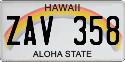 HI license plate ZAV358