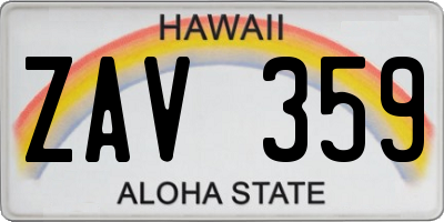 HI license plate ZAV359
