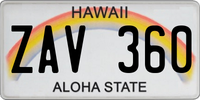 HI license plate ZAV360