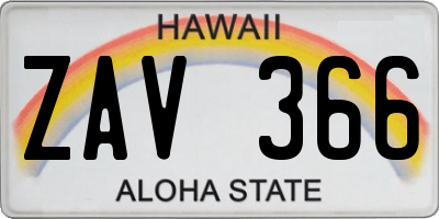 HI license plate ZAV366