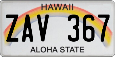 HI license plate ZAV367