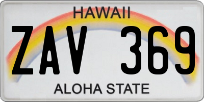 HI license plate ZAV369