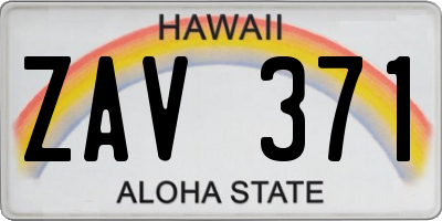 HI license plate ZAV371