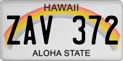 HI license plate ZAV372