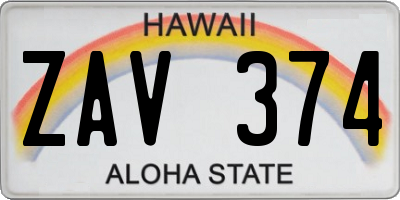 HI license plate ZAV374