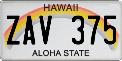 HI license plate ZAV375