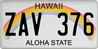 HI license plate ZAV376