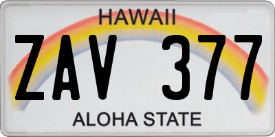HI license plate ZAV377