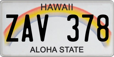 HI license plate ZAV378