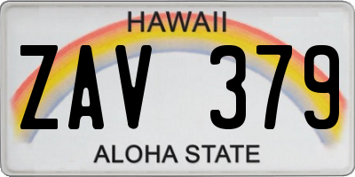 HI license plate ZAV379