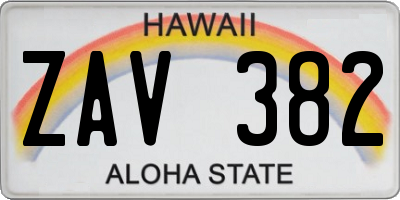 HI license plate ZAV382
