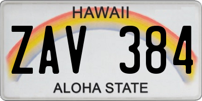 HI license plate ZAV384