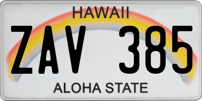 HI license plate ZAV385
