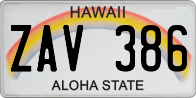 HI license plate ZAV386
