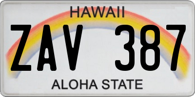 HI license plate ZAV387