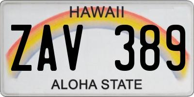 HI license plate ZAV389