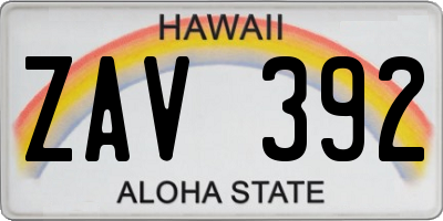 HI license plate ZAV392