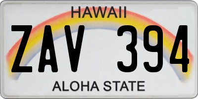 HI license plate ZAV394