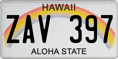 HI license plate ZAV397