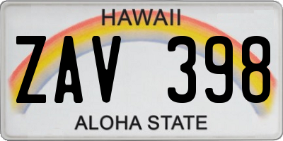 HI license plate ZAV398