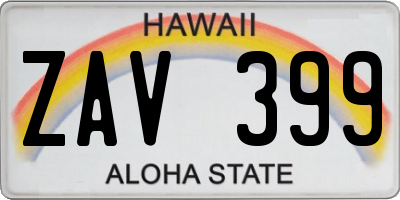 HI license plate ZAV399