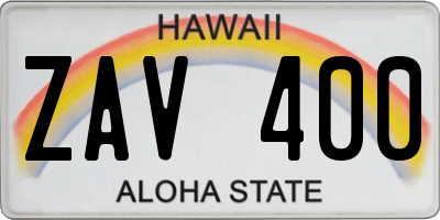 HI license plate ZAV400
