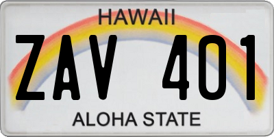 HI license plate ZAV401