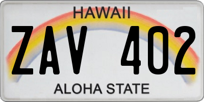 HI license plate ZAV402