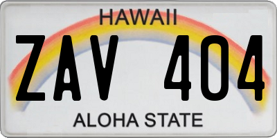 HI license plate ZAV404